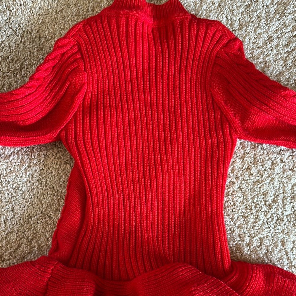 Red Knit Dress with Ruffle Skirt - Picture 4 of 5